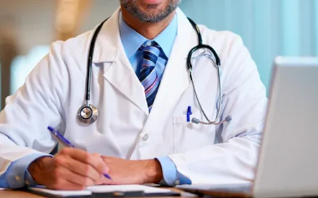 Врач сидит за столом